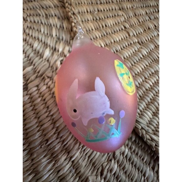 Vintage Hand-Painted Easter Egg Ornament – Bunny & Egg Design - Picture 2 of 6